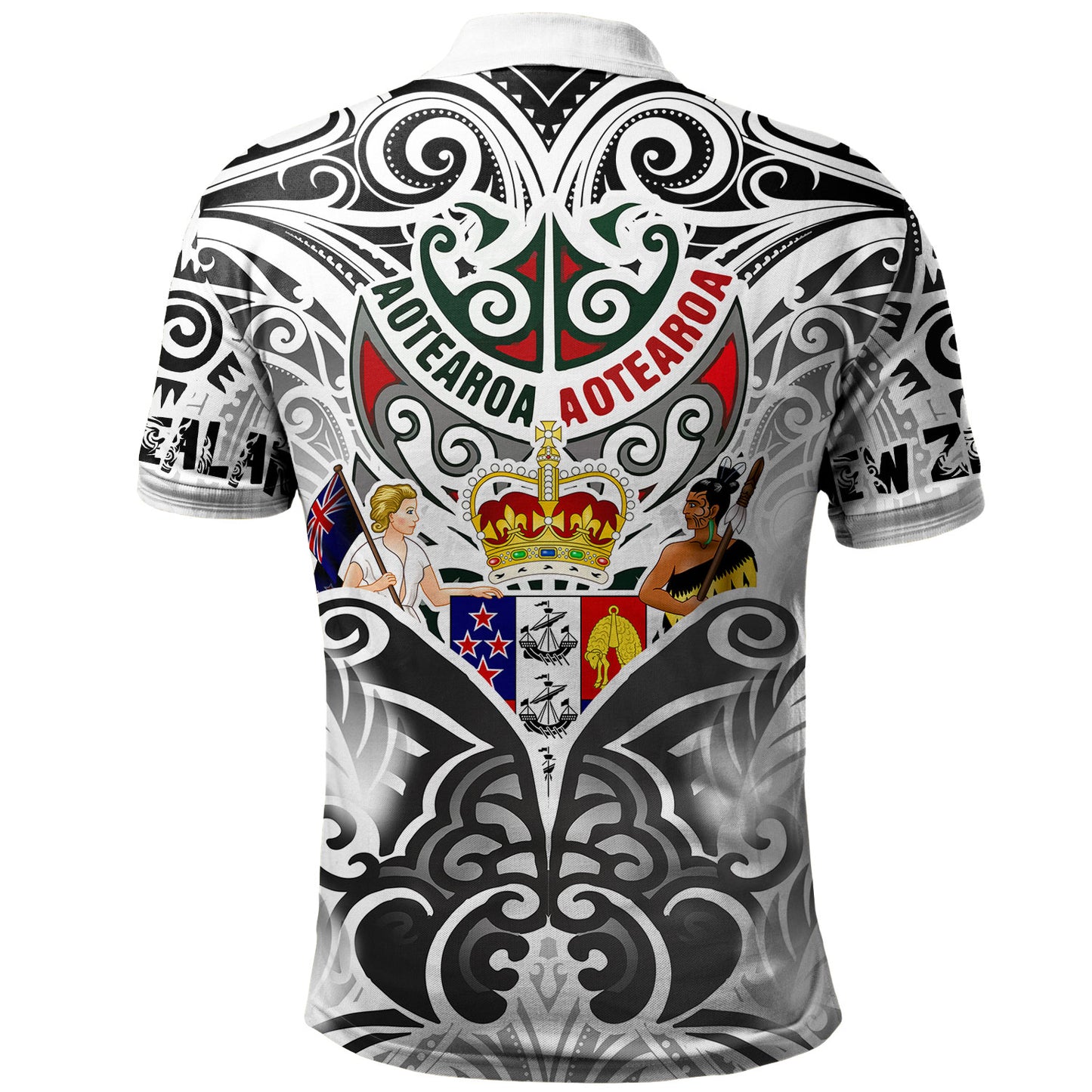 New Zealand Aotearoa Polo Shirt Maori Traditional Hongi - The Breath Of Life Coat Of Arms Tribal Patterns