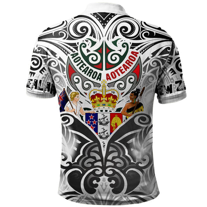 New Zealand Aotearoa Polo Shirt Maori Traditional Hongi - The Breath Of Life Coat Of Arms Tribal Patterns