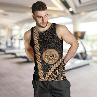 Hawaii Tank Top Tribal Polynesian Coat Of Arms Gold