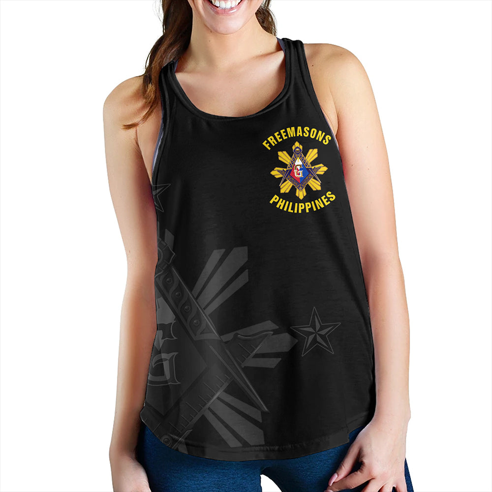 Philippines Women Tank Freemasons Filipino Star Letter Style