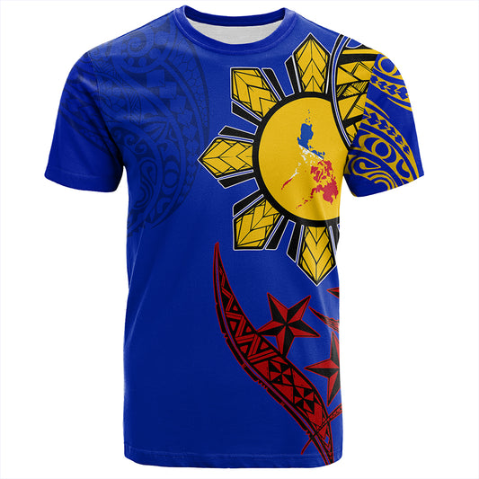 Philippines T-Shirt Tribal Sun In My Heart Color Flag Style
