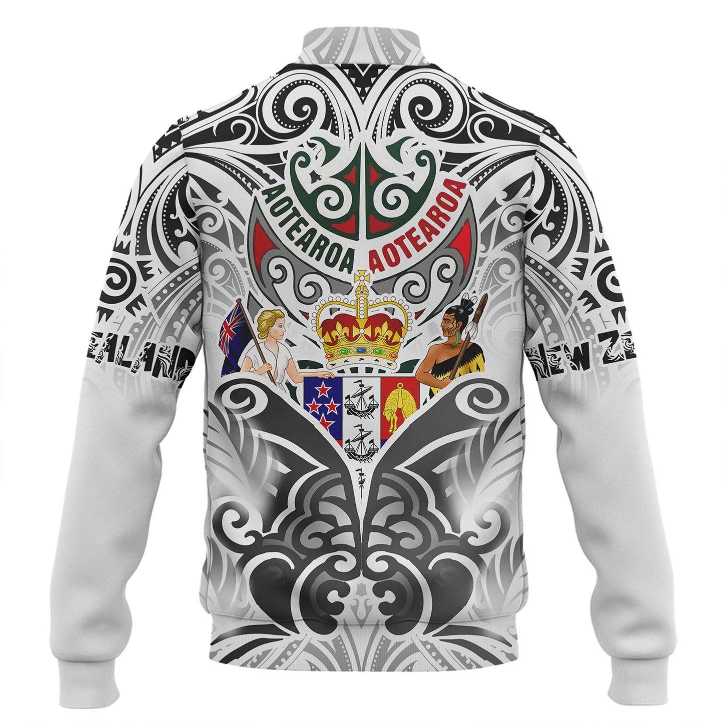 New Zealand Aotearoa Baseball Jacket Maori Traditional Hongi - The Breath Of Life Coat Of Arms Tribal Patterns