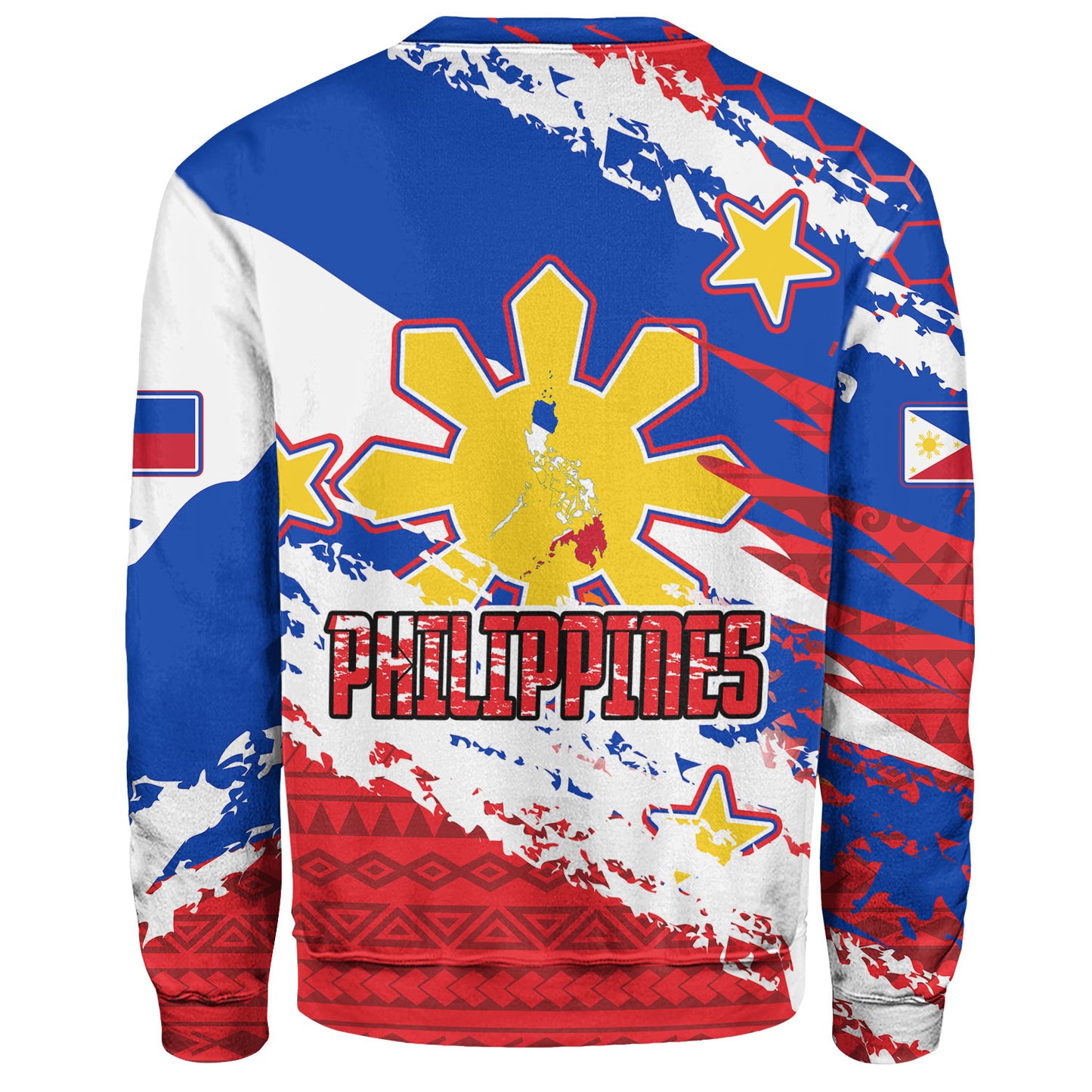 Philippines Filipinos Sweatshirt Custom Filipino Sun 3 Stars Bicolor Flag Tribal Grunge Style