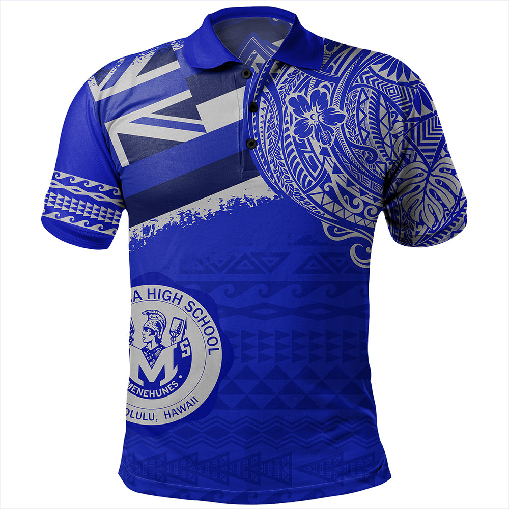 Hawaii Polo Shirt Moanalua High School Flag With Crest Style