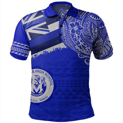 Hawaii Polo Shirt Moanalua High School Flag With Crest Style