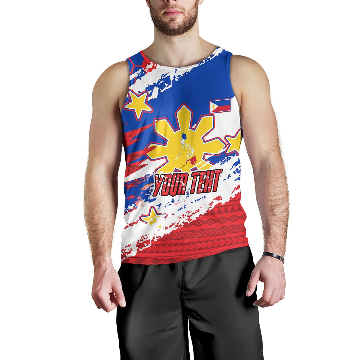 Philippines Filipinos Tank Top Custom Filipino Sun 3 Stars Bicolor Flag Tribal Grunge Style