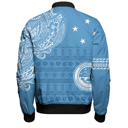 Micronesian Bomber Jacket Federated States Of Micronesia Flag With Coat Of Arms