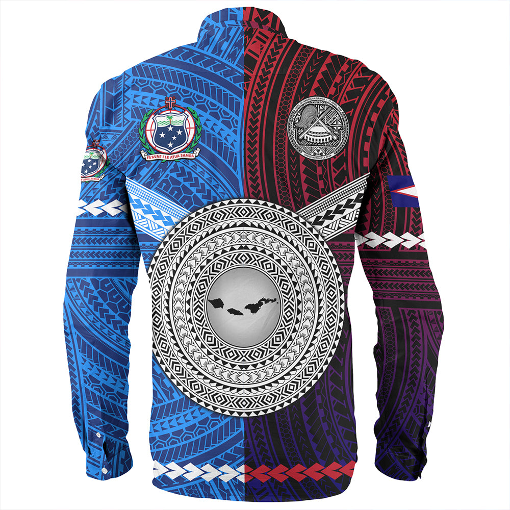 American Samoa And Western Samoa Polynesian Tattoo Together Long Sleeve Shirt