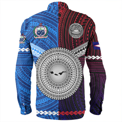 American Samoa And Western Samoa Polynesian Tattoo Together Long Sleeve Shirt
