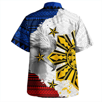 Philippines Hawaiian Shirt Eagles Filipino Sun Flag Grunge Style