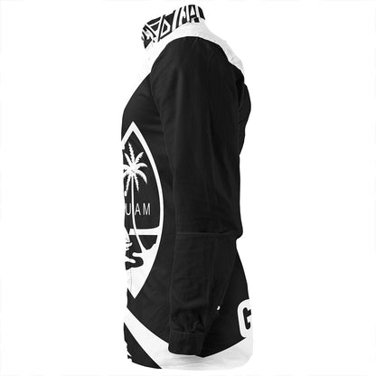 Guam Long Sleeve Shirt Coat Of Arm Lauhala White Circle