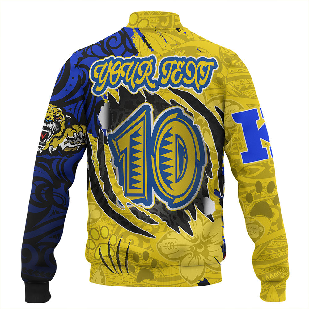 Hawaii Baseball Jacket Custom Henry J. Kaiser High School Super Cougar Arm Sleeve Polynesian Tattoo