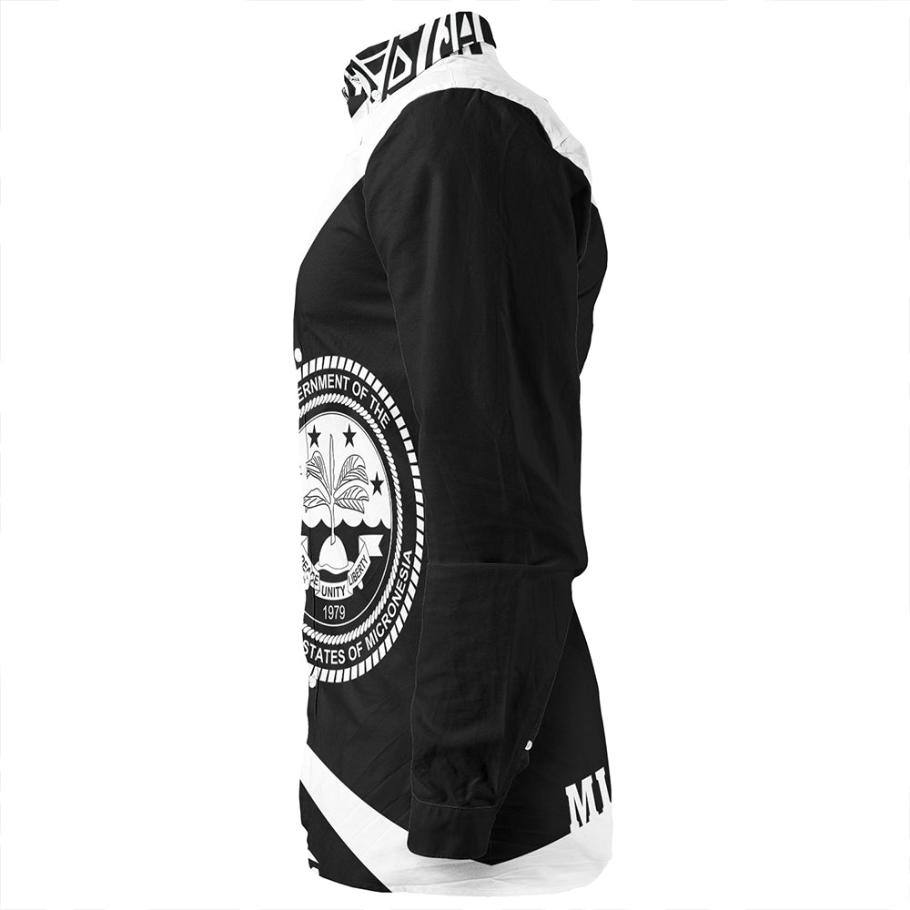 Federated States of Micronesia Long Sleeve Shirt Coat Of Arm Lauhala White Circle