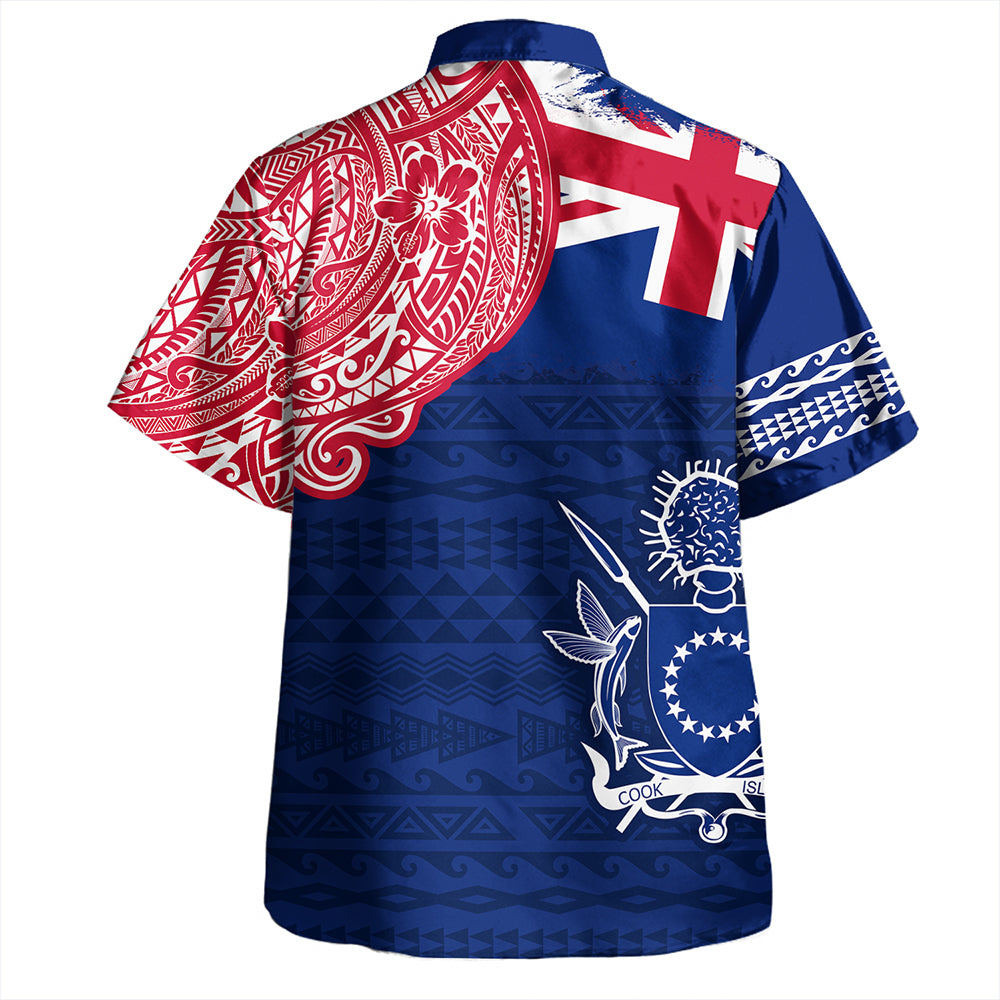 Cook Islands Hawaiian Shirt Polynesian Flag With Coat Of Arms