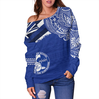 Hawaii Off Shoulder Sweatshirt Kailua High School With Crest Style
