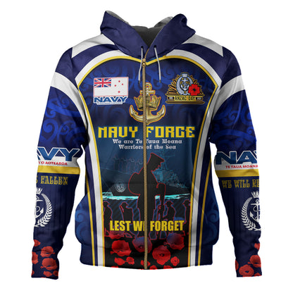 New Zealand Hoodie Custom Anzac Day Royal New Zealand Navy Te Taua Moana o Aotearoa