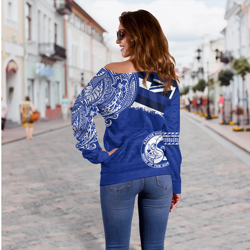 Hawaii Off Shoulder Sweatshirt Kailua High School With Crest Style
