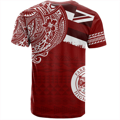 Hawaii T-Shirt Farrington High School Flag With Crest Style