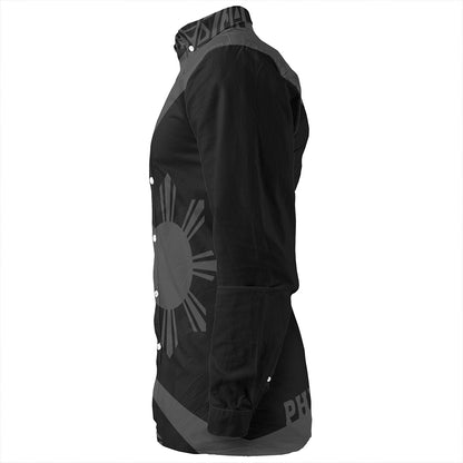 Philippines Long Sleeve Shirt Coat Of Arm Lauhala Gray Circle