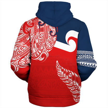 New Zealand Sherpa Hoodie Tino Rangatiratanga Maori With Silver Fern Version.2