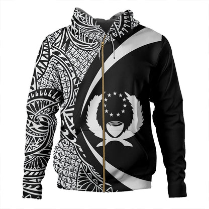 Pohnpei Hoodie Coat Of Arm Lauhala White Circle