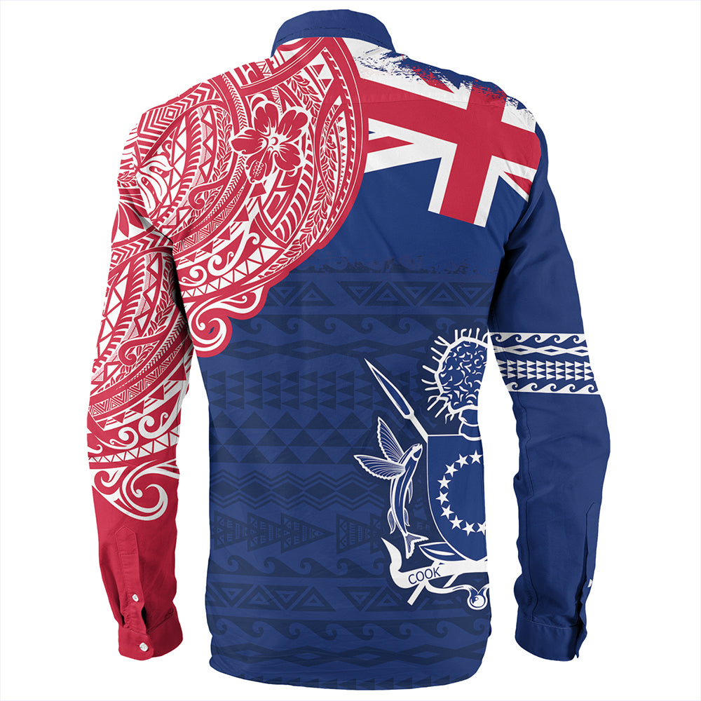 Cook Islands Long Sleeve Shirt Polynesian Flag With Coat Of Arms