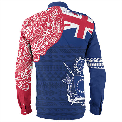Cook Islands Long Sleeve Shirt Polynesian Flag With Coat Of Arms