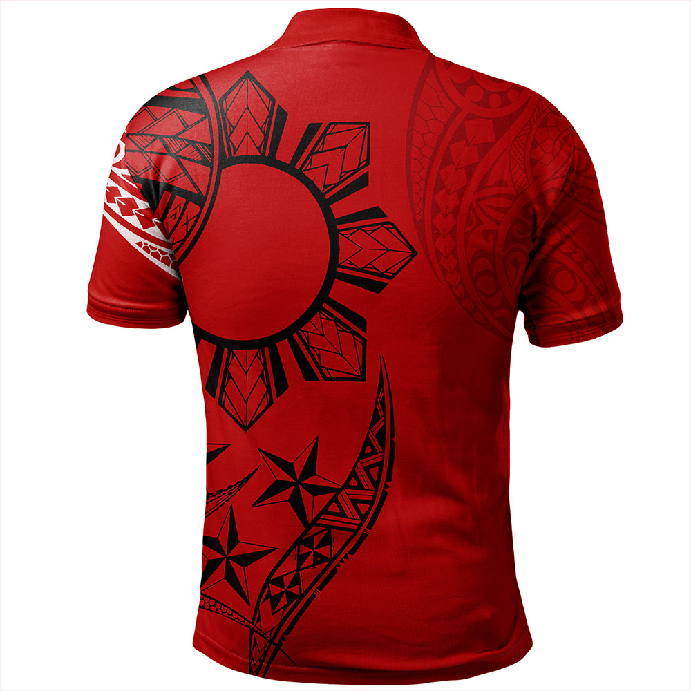 Philippines Polo Shirt Tribal Sun In My Heart Red Style