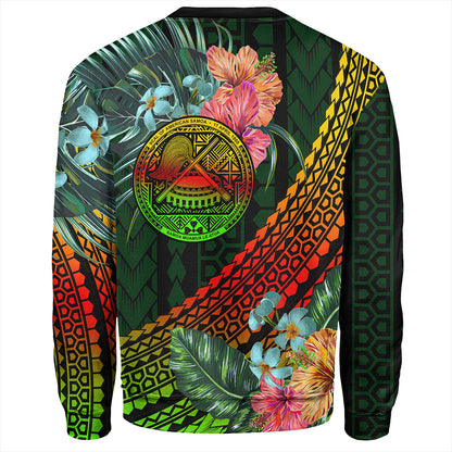 American Samoa Sweatshirt Polynesian Tropical Style Flower
