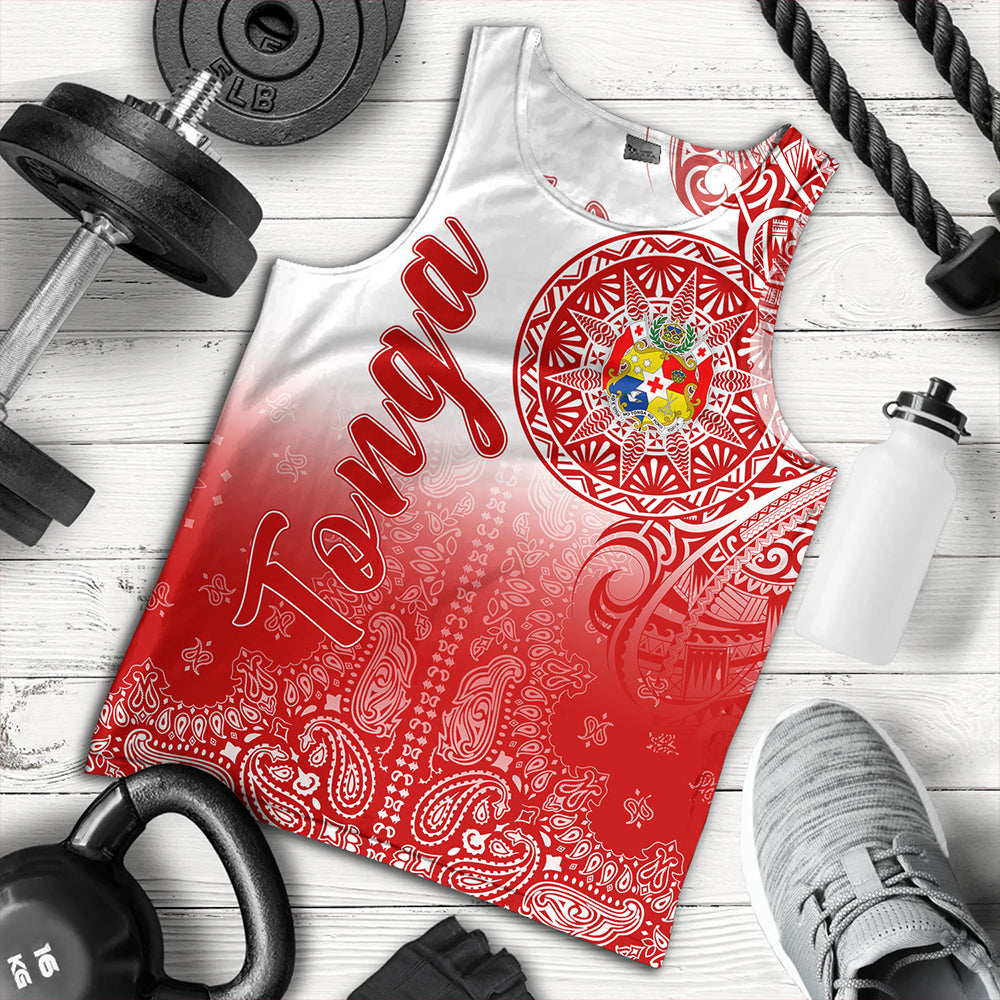 Tonga Tank Top Custom Pattern Ngatu With Paisley Style