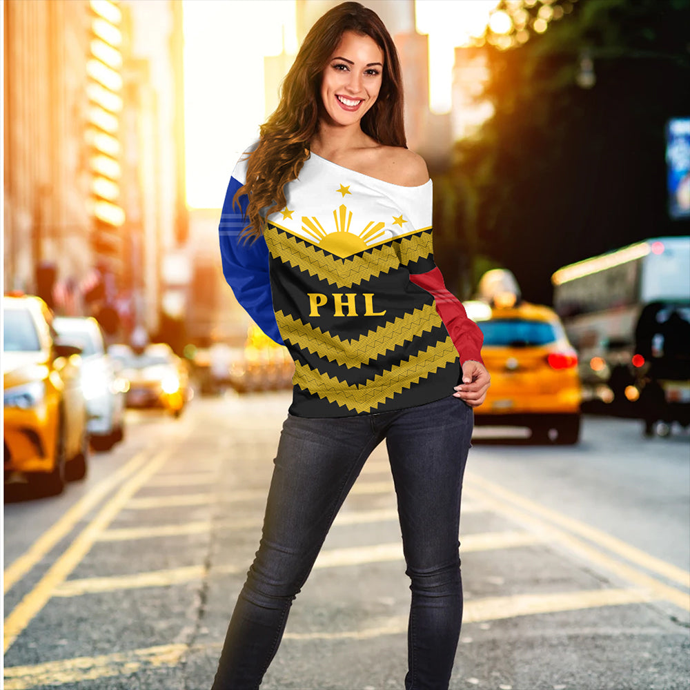 Philippines Off Shoulder Sweatshirt Pilipinas PHL Pride Patriot Love