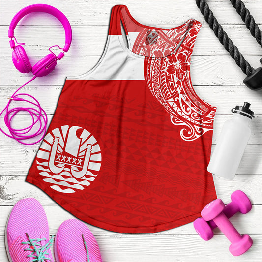 Polynesian Women Tank Tahiti Flag With Coat Of Arms