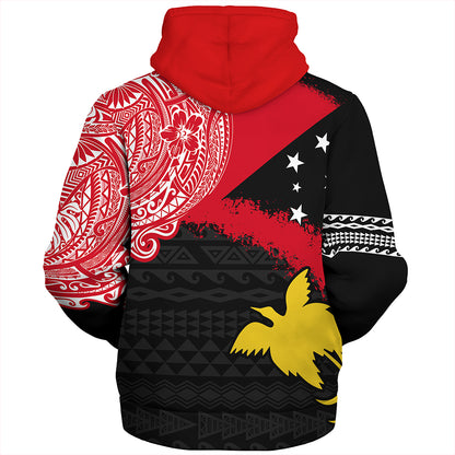 Papua Sherpa Hoodie Melanesian Flag With Coat Of Arms