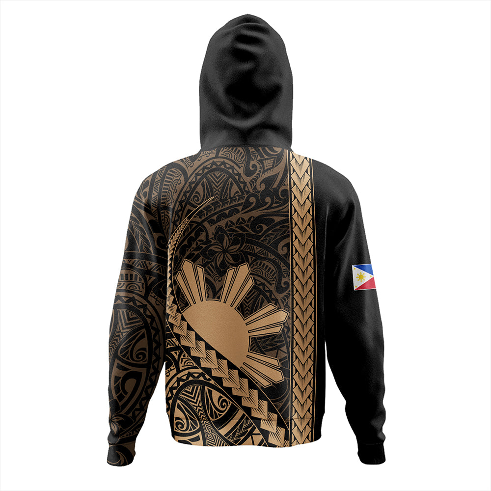 Philippines Hoodie Tribal Polynesian Sun Gold
