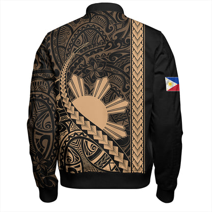 Philippines Bomber Jacket Tribal Polynesian Sun Gold