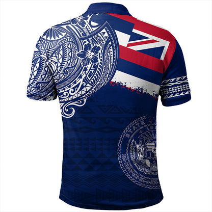 Hawaii Polo Shirt Polynesian Flag With Coat Of Arms