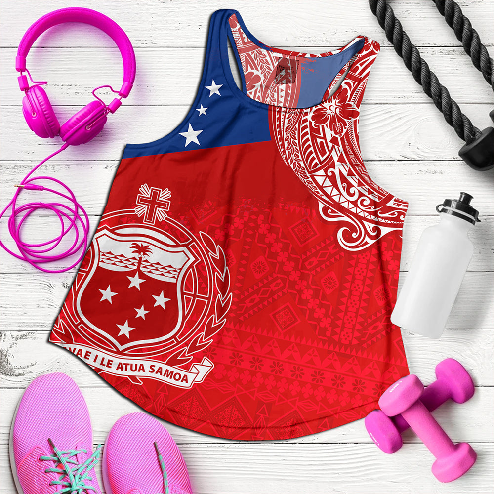 Samoa Women Tank Polynesian Flag With Coat Of Arms