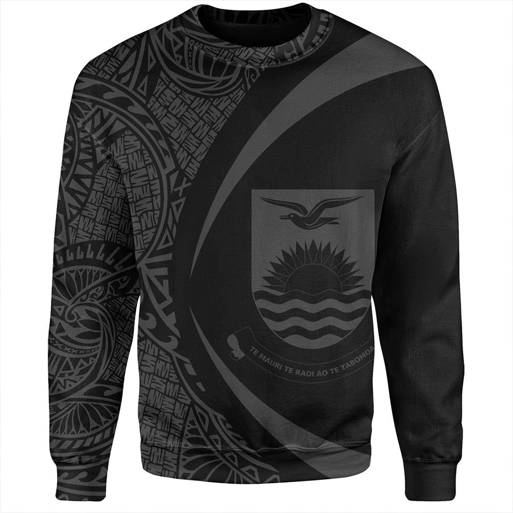 Kiribati Sweatshirt Coat Of Arm Lauhala Gray Circle