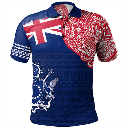Cook Islands Polo Shirt Polynesian Flag With Coat Of Arms