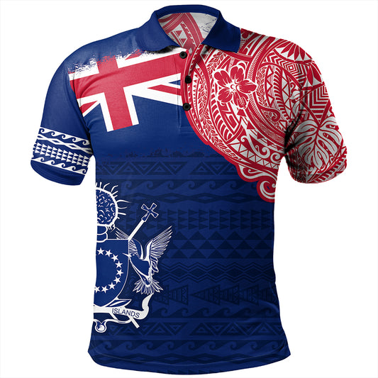 Cook Islands Polo Shirt Polynesian Flag With Coat Of Arms