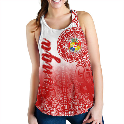 Tonga Women Tank Custom Pattern Ngatu With Paisley Style