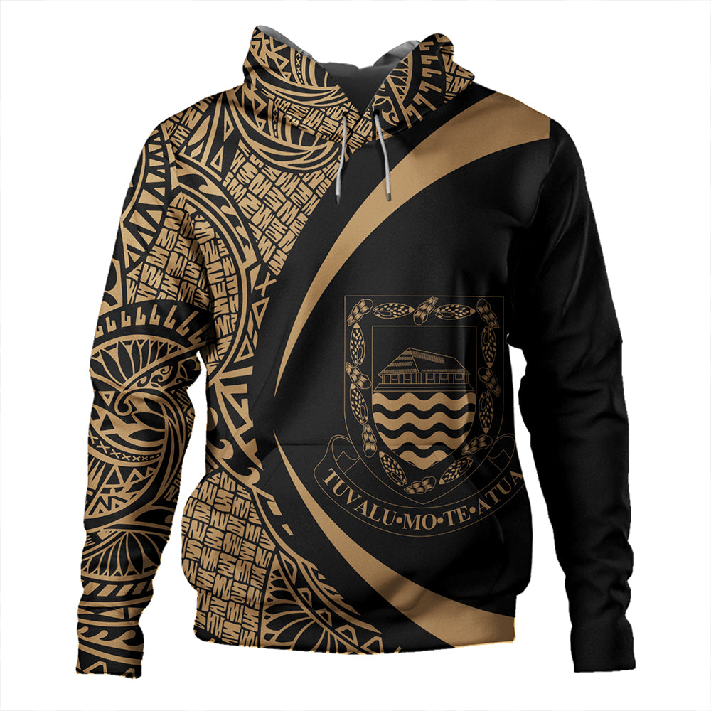 Tuvalu Hoodie Coat Of Arm Lauhala Gold Circle