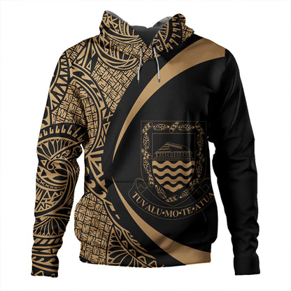 Tuvalu Hoodie Coat Of Arm Lauhala Gold Circle