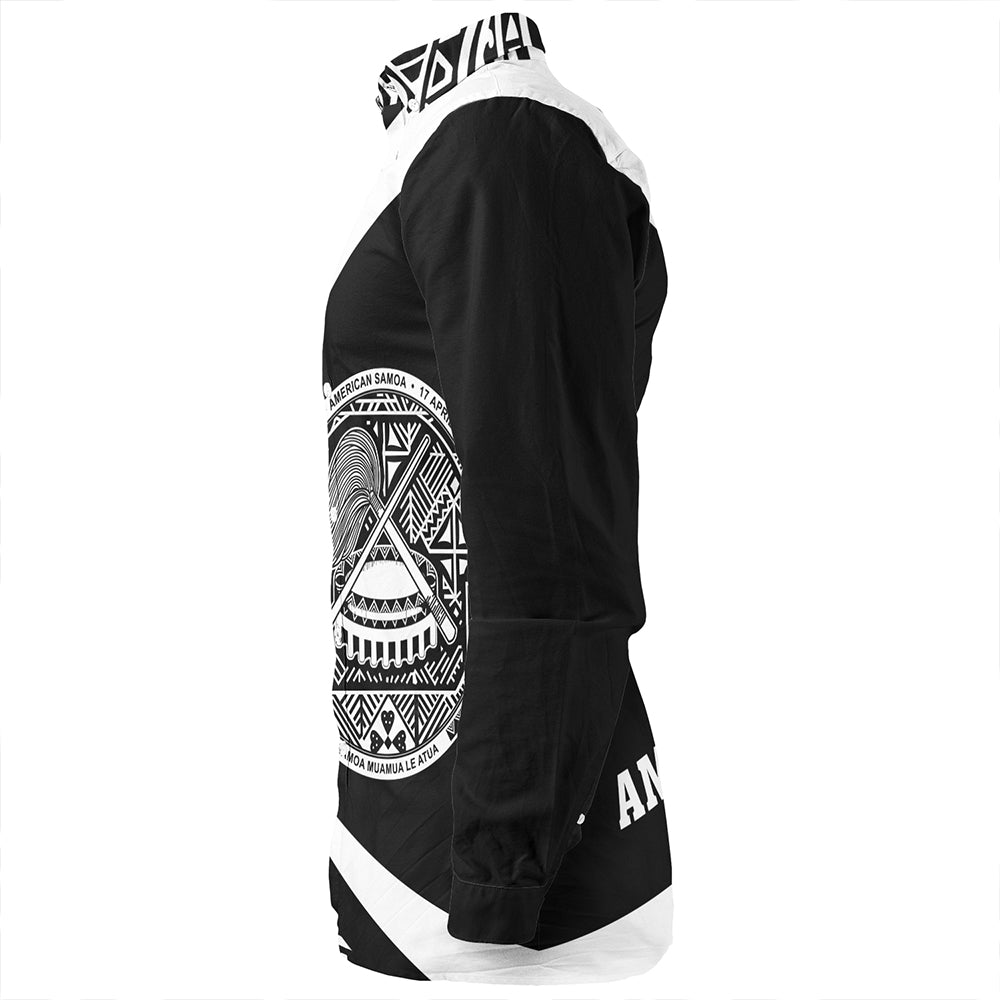 Samoa Long Sleeve Shirt American Samoa Coat Of Arm Lauhala White Circle