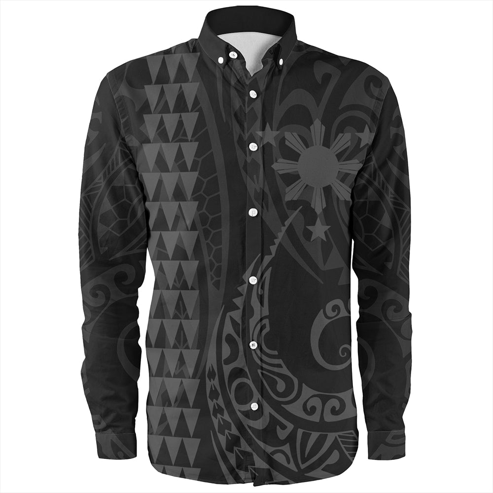 The Philippines Long Sleeve Shirt Sun Gray Kakau Style