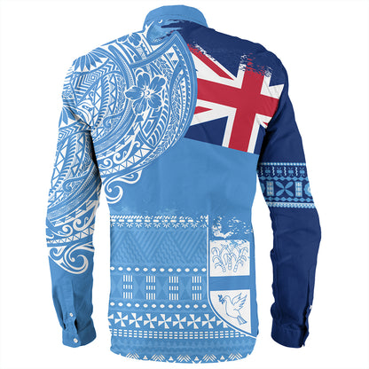 Fiji Long Sleeve Shirt Polynesian Flag With Coat Of Arms