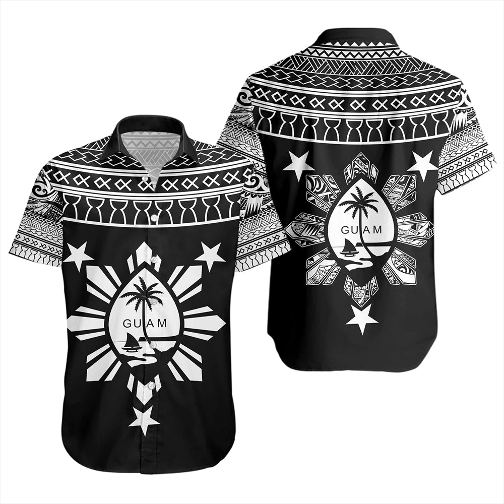 Guam Seal With Philippines Filipinos Sun Short Sleeve Shirt Tribal Island