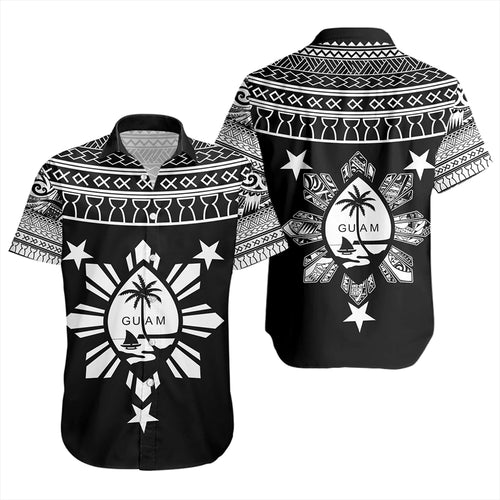 Guam Seal With Philippines Filipinos Sun Short Sleeve Shirt Tribal Island