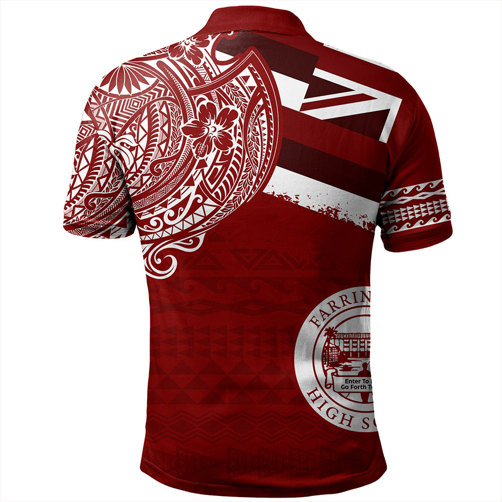 Hawaii Polo Shirt Farrington High School Flag With Crest Style