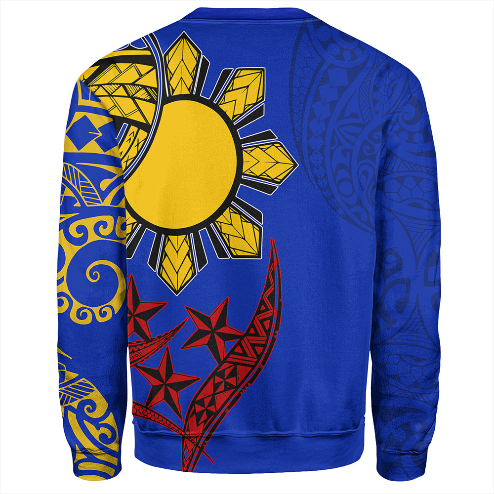 Philippines Sweatshirt Tribal Sun In My Heart Color Flag Style